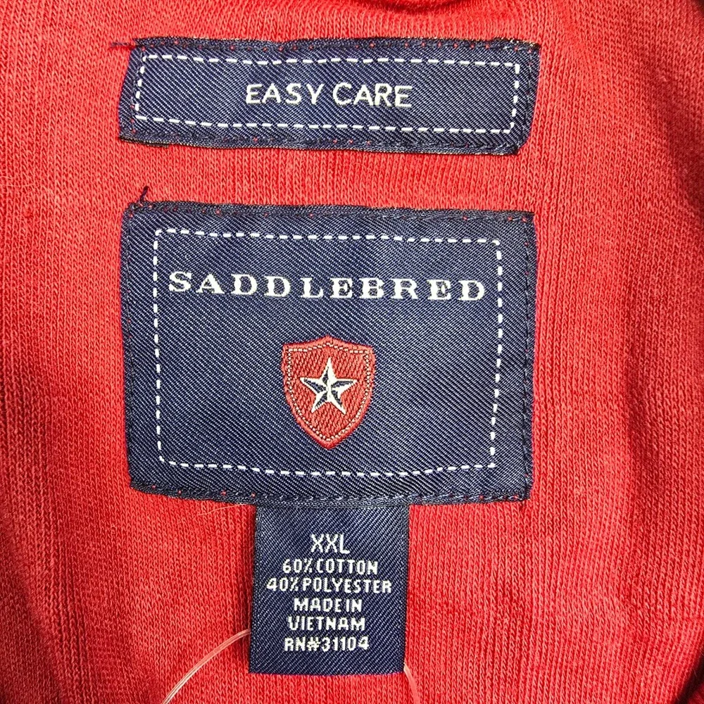Saddlebred Mens XXL Red Long Sleeve Collared Polo Shirt Textured NWT Pullover - Picture 7 of 11